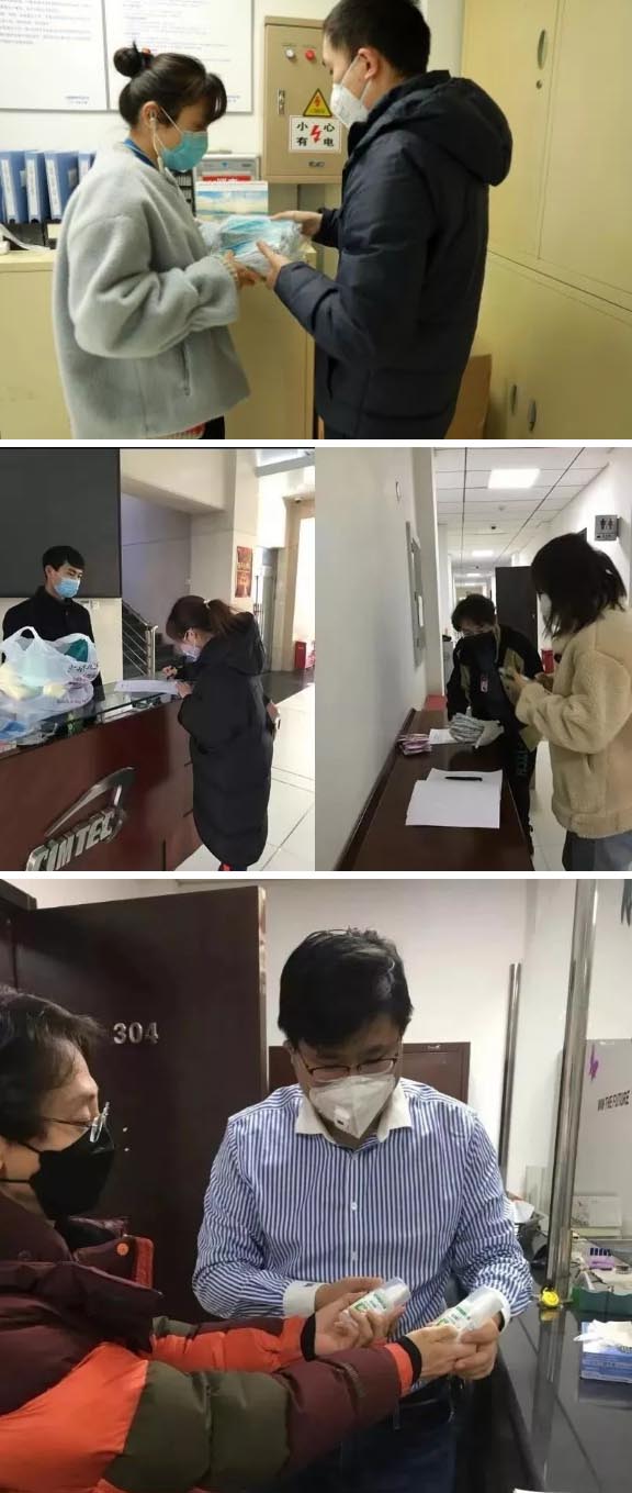 發放防護物資：口罩、手套、消毒液、洗手液
